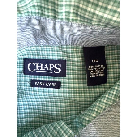 CHAPS Lot of 2 Men's SZ L SS Button Down Shirts Multi Color Checker Plaid Light - Picture 9 of 16